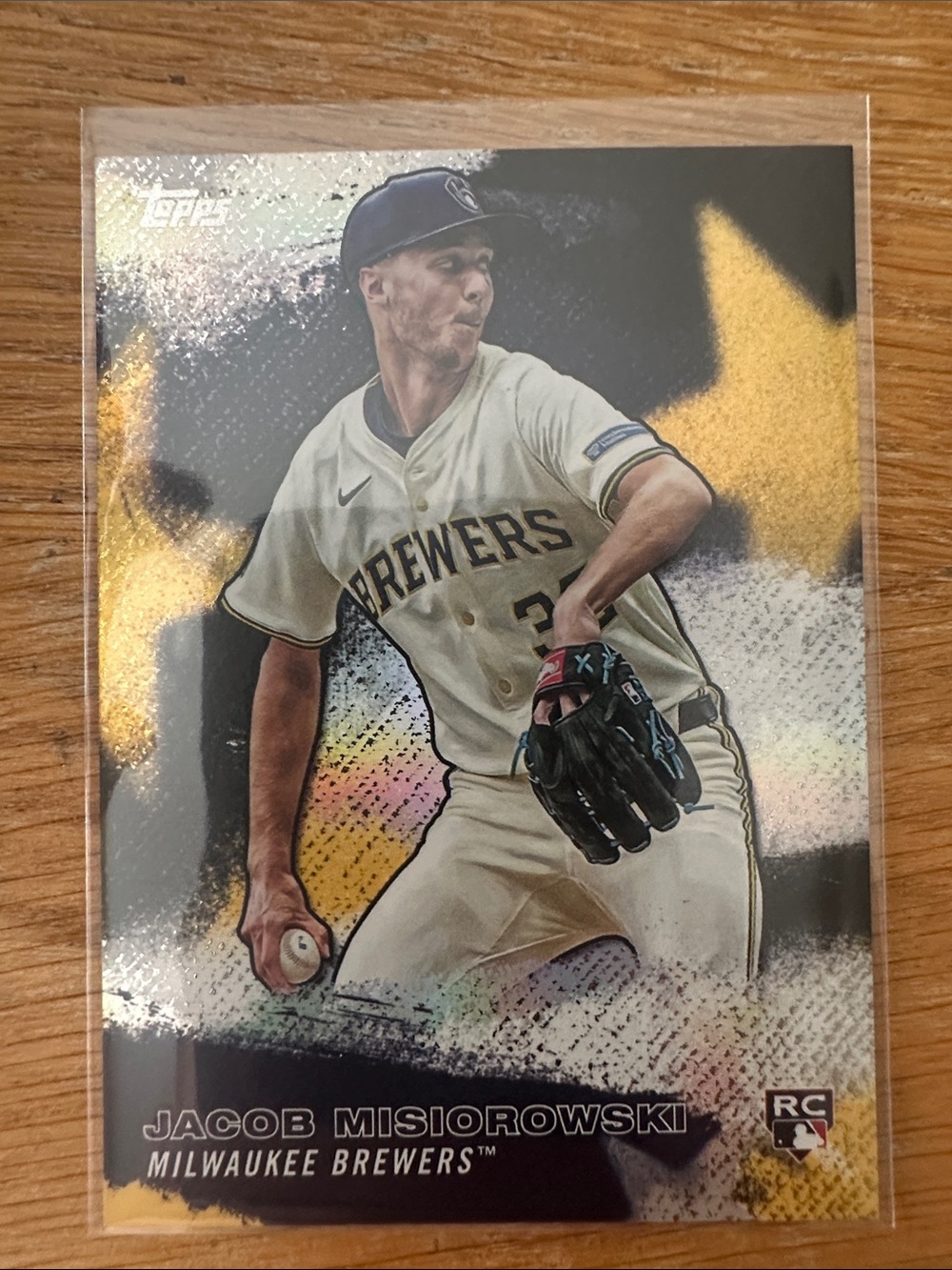 Topps Brewers Card with Gold Stars and Black Background